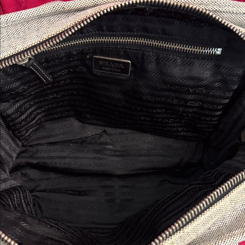 Prada Grey Mini Canvas Tote with Black Trim - Picture 7 of 13